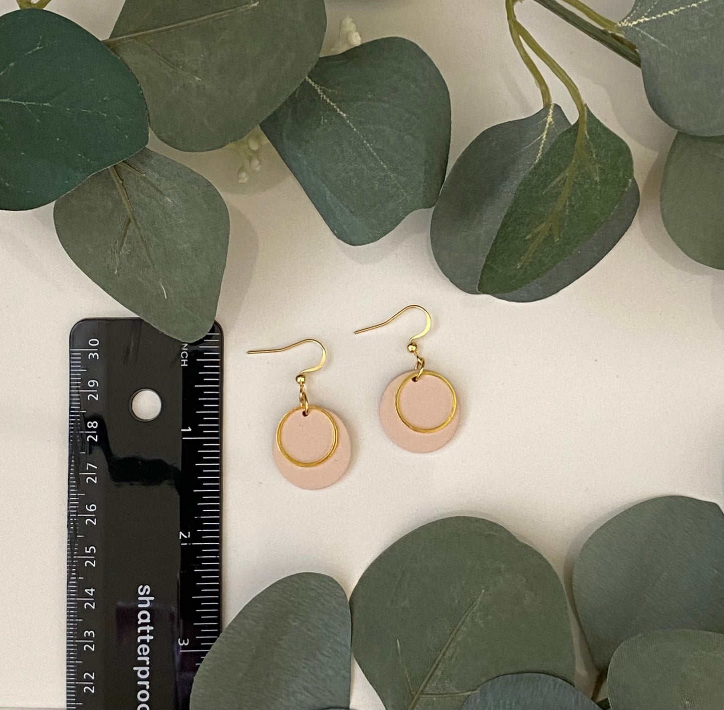 Light pink gold ring earrings