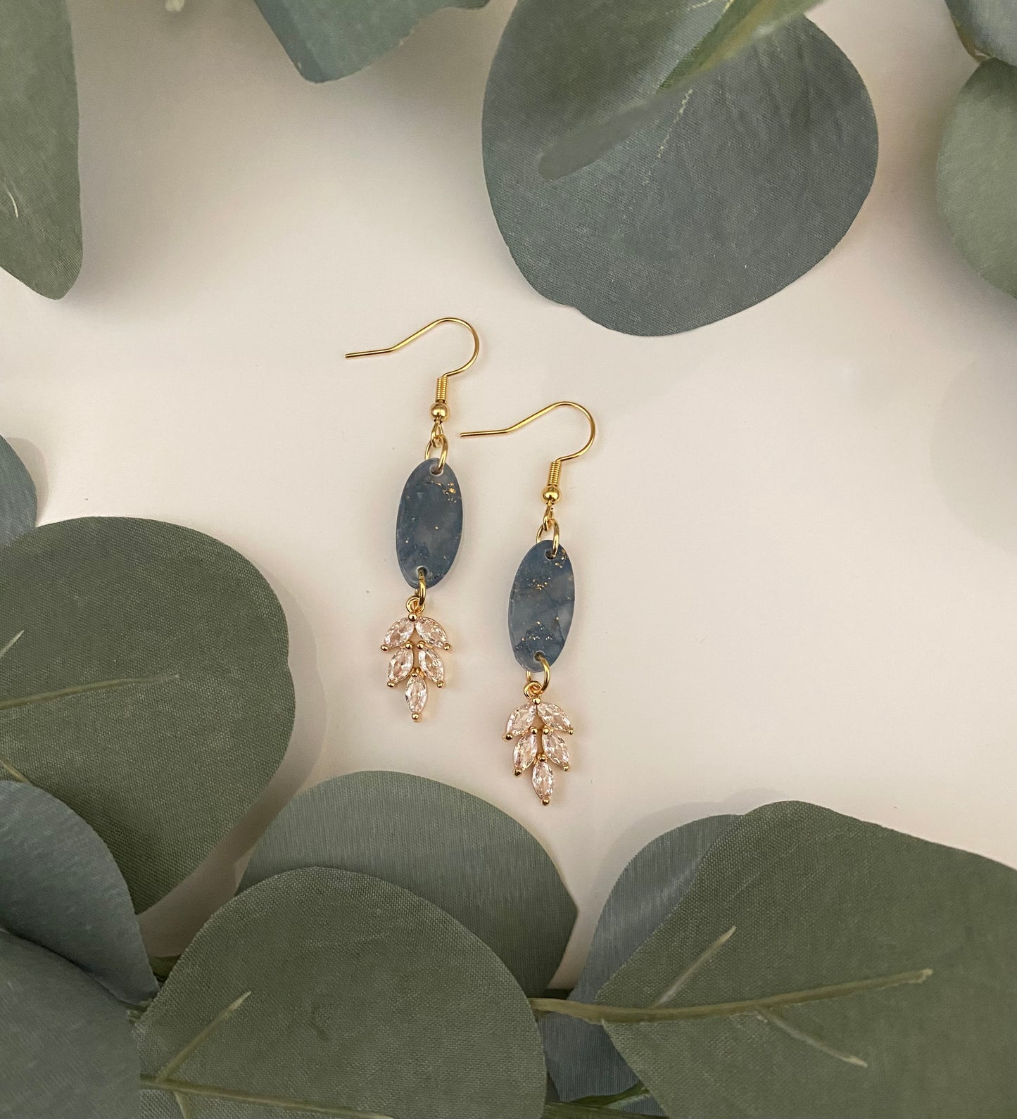 Blue stones with leaves