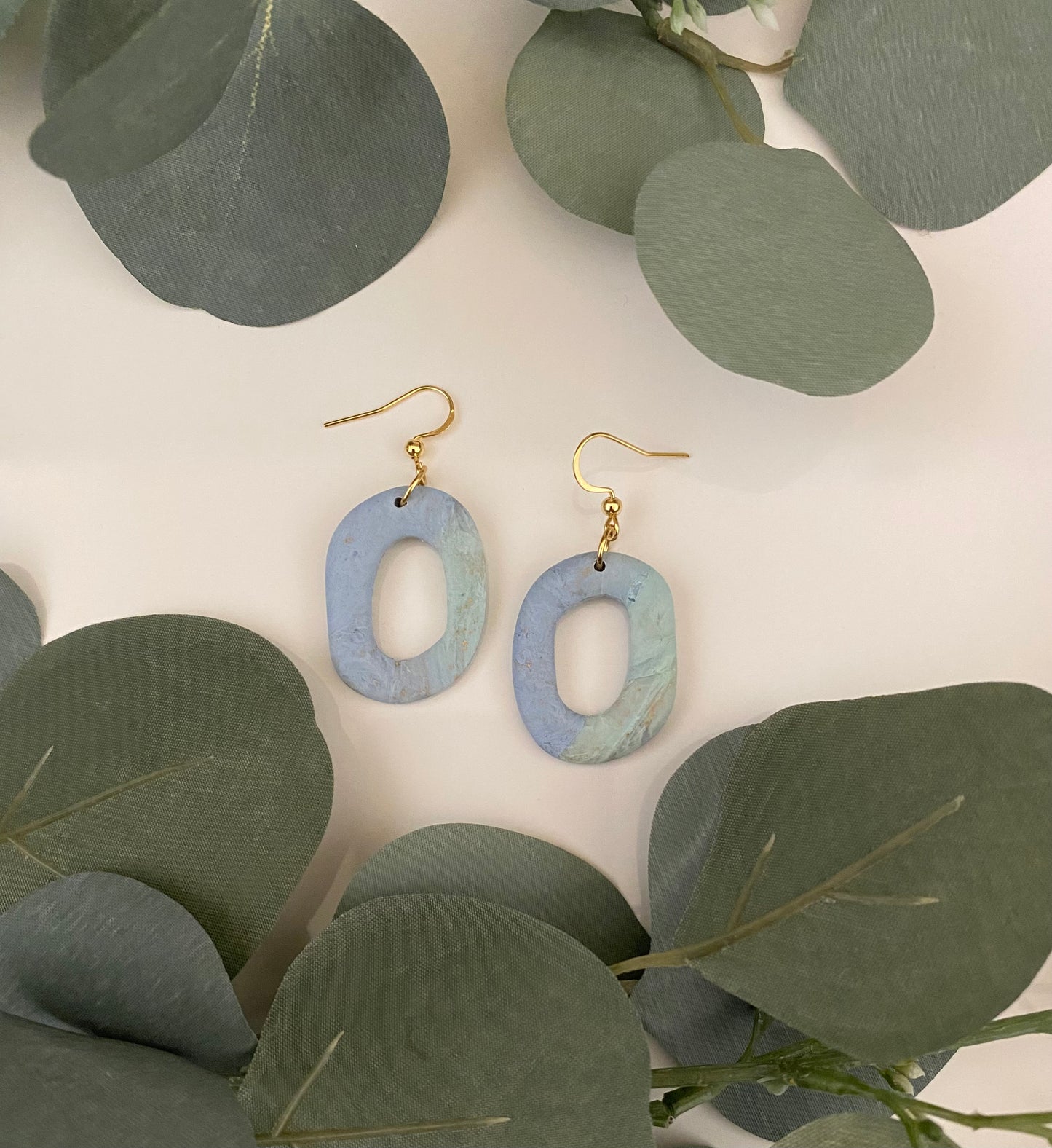 Blue organic stone hoops