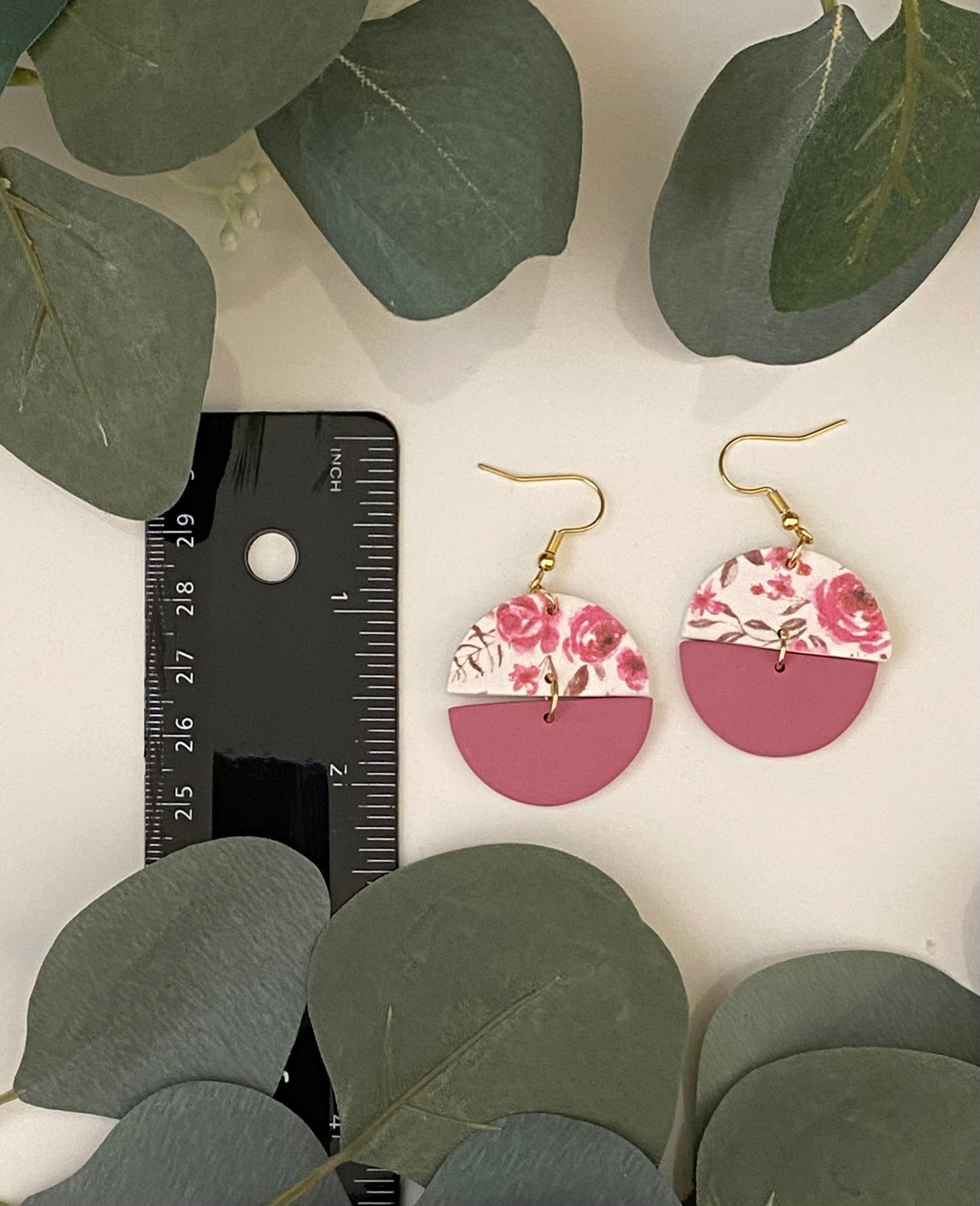 Pink floral earrings