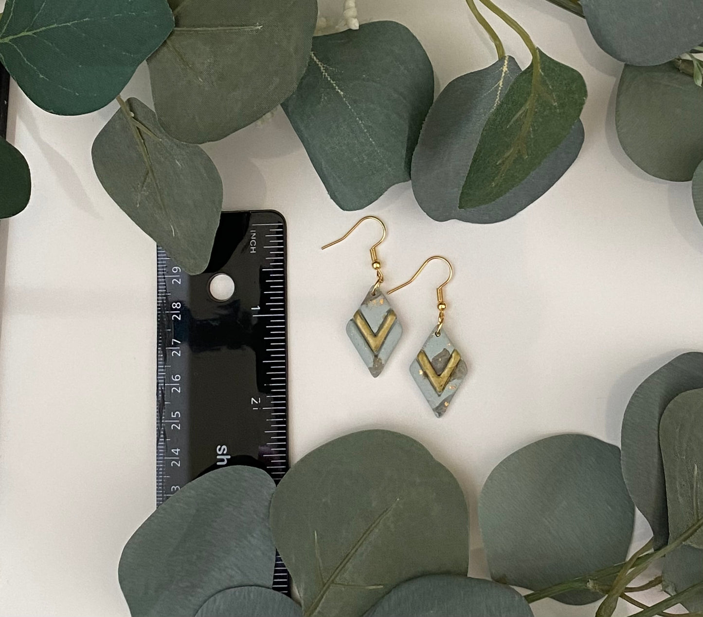 Sage diamond stone earrings