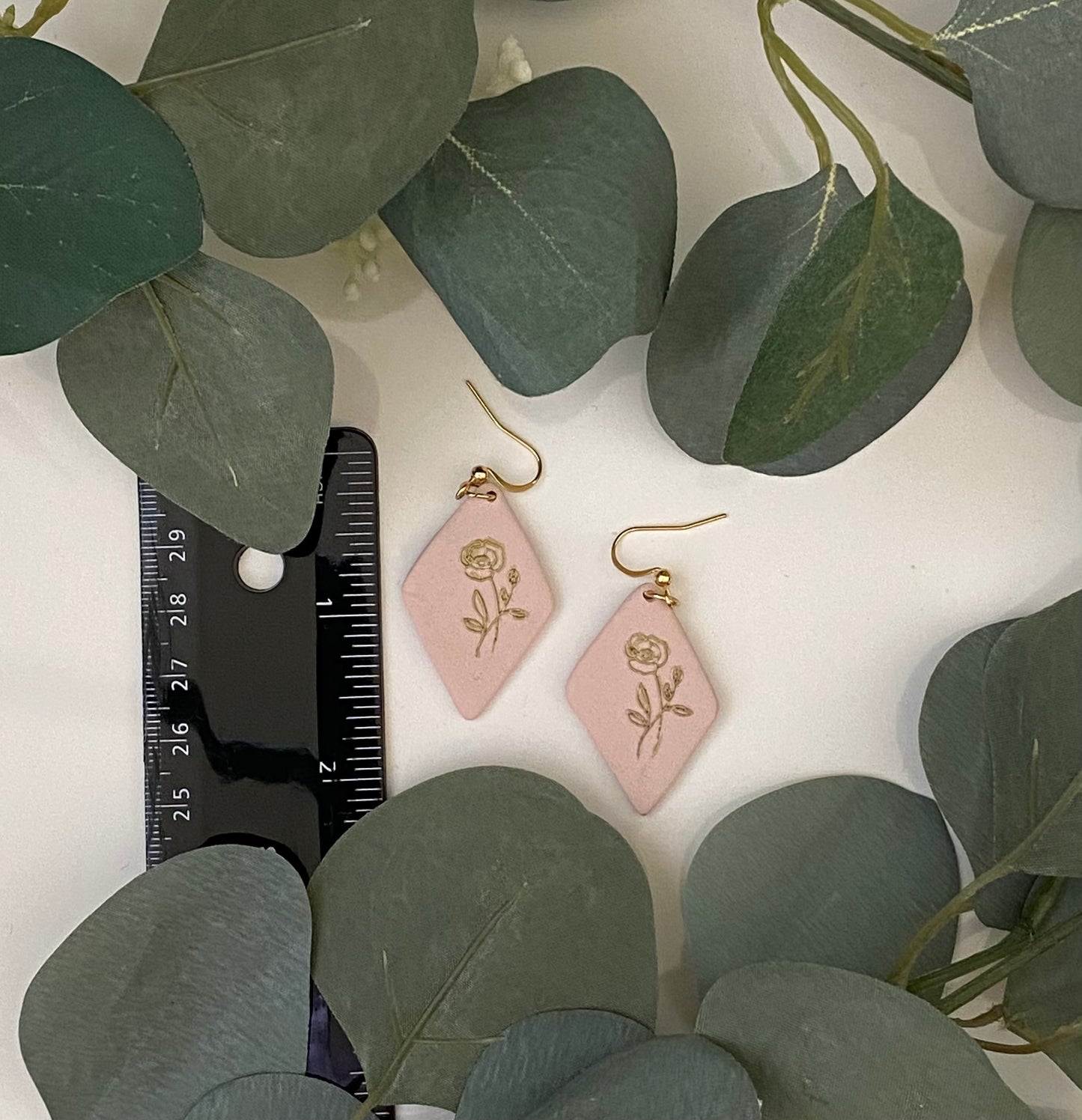 Pink rose earrings