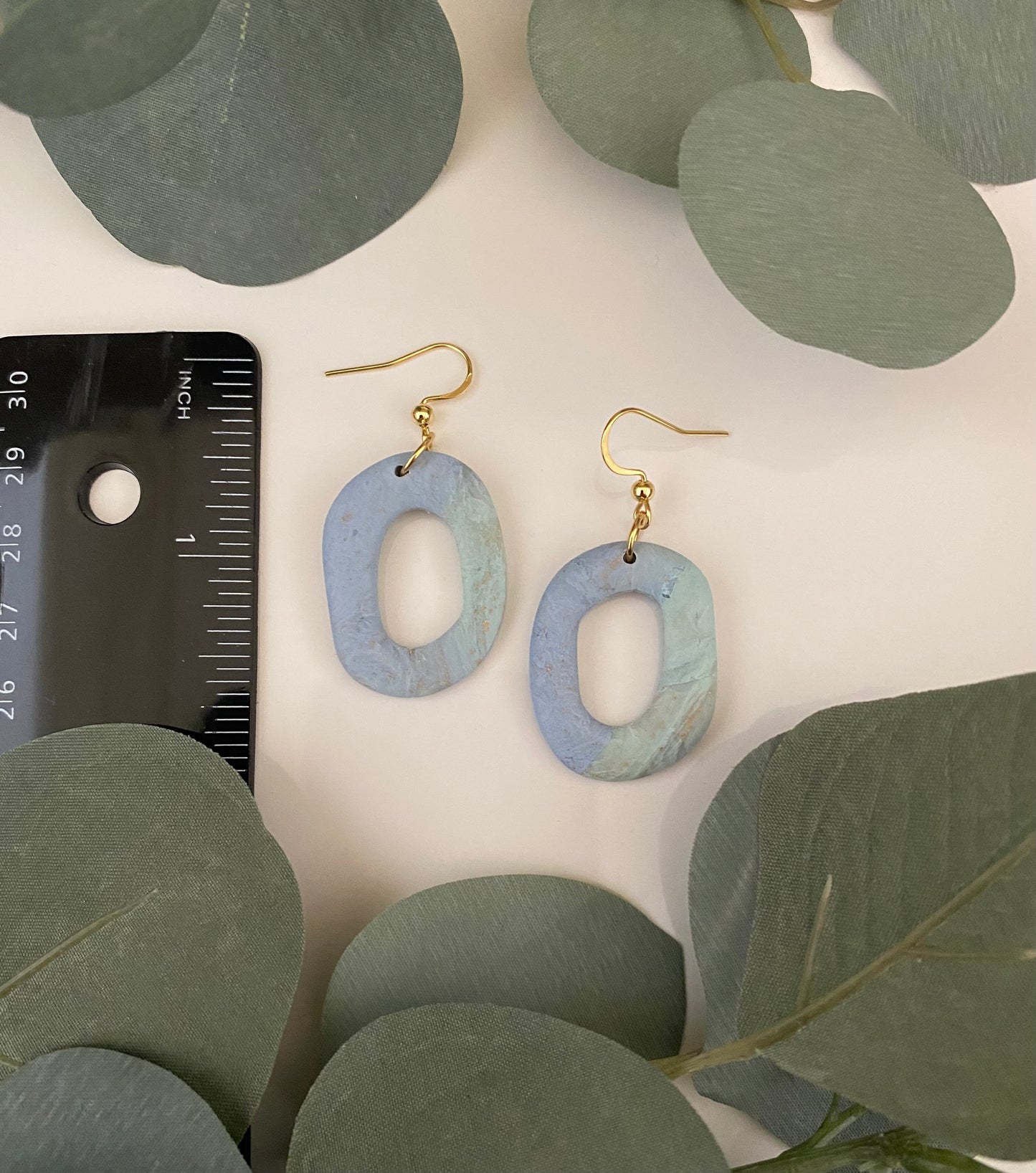 Blue organic stone hoops