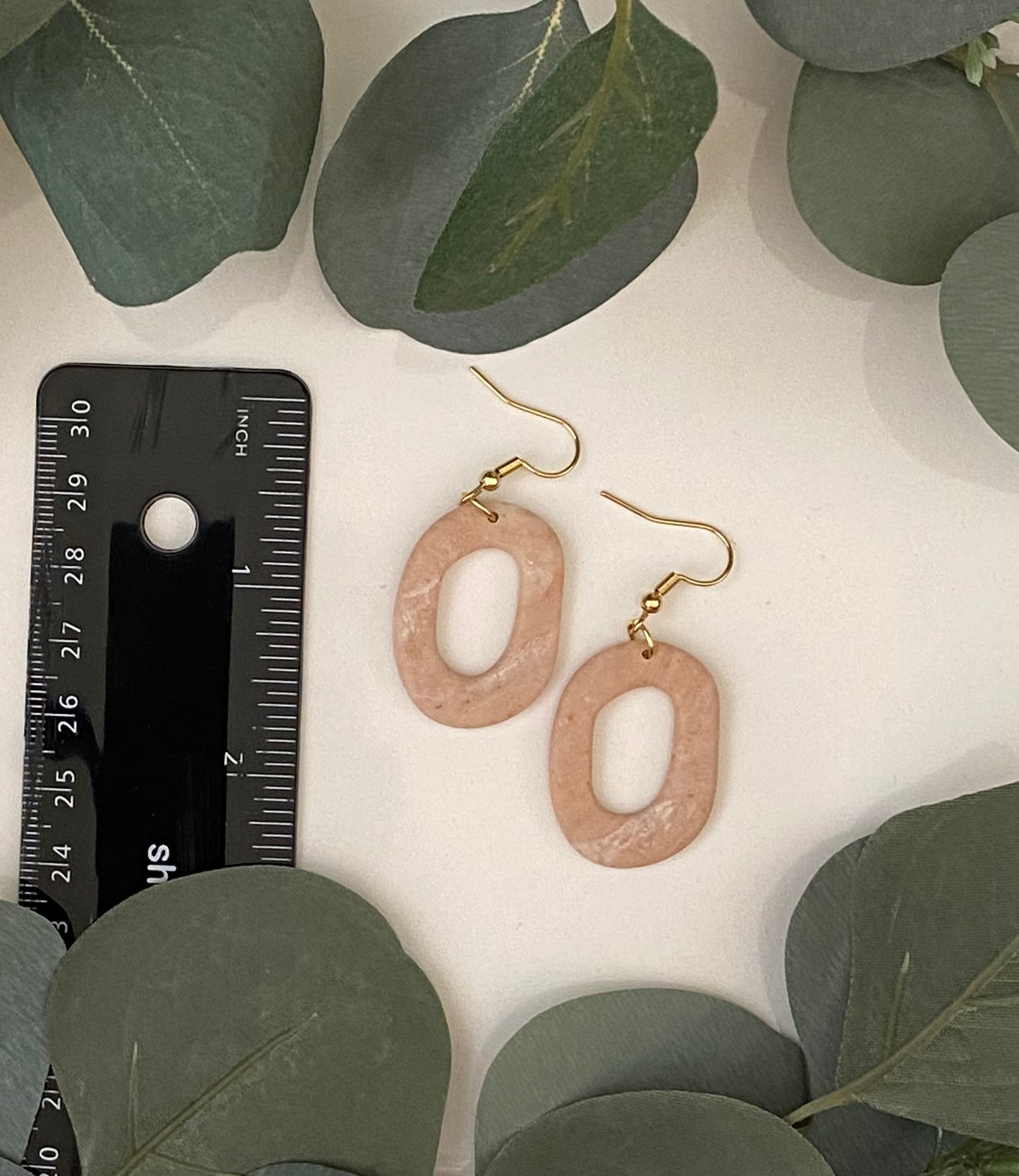 Pink stone boho hoops