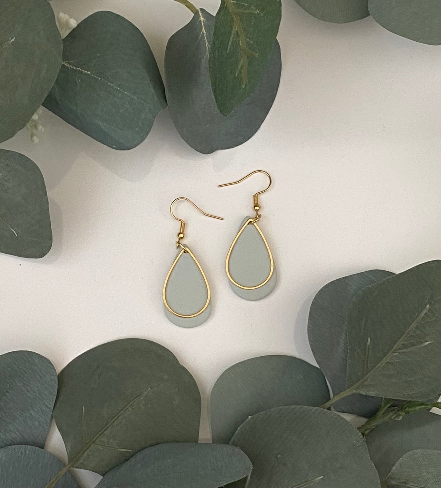 Sage and gold teardrops