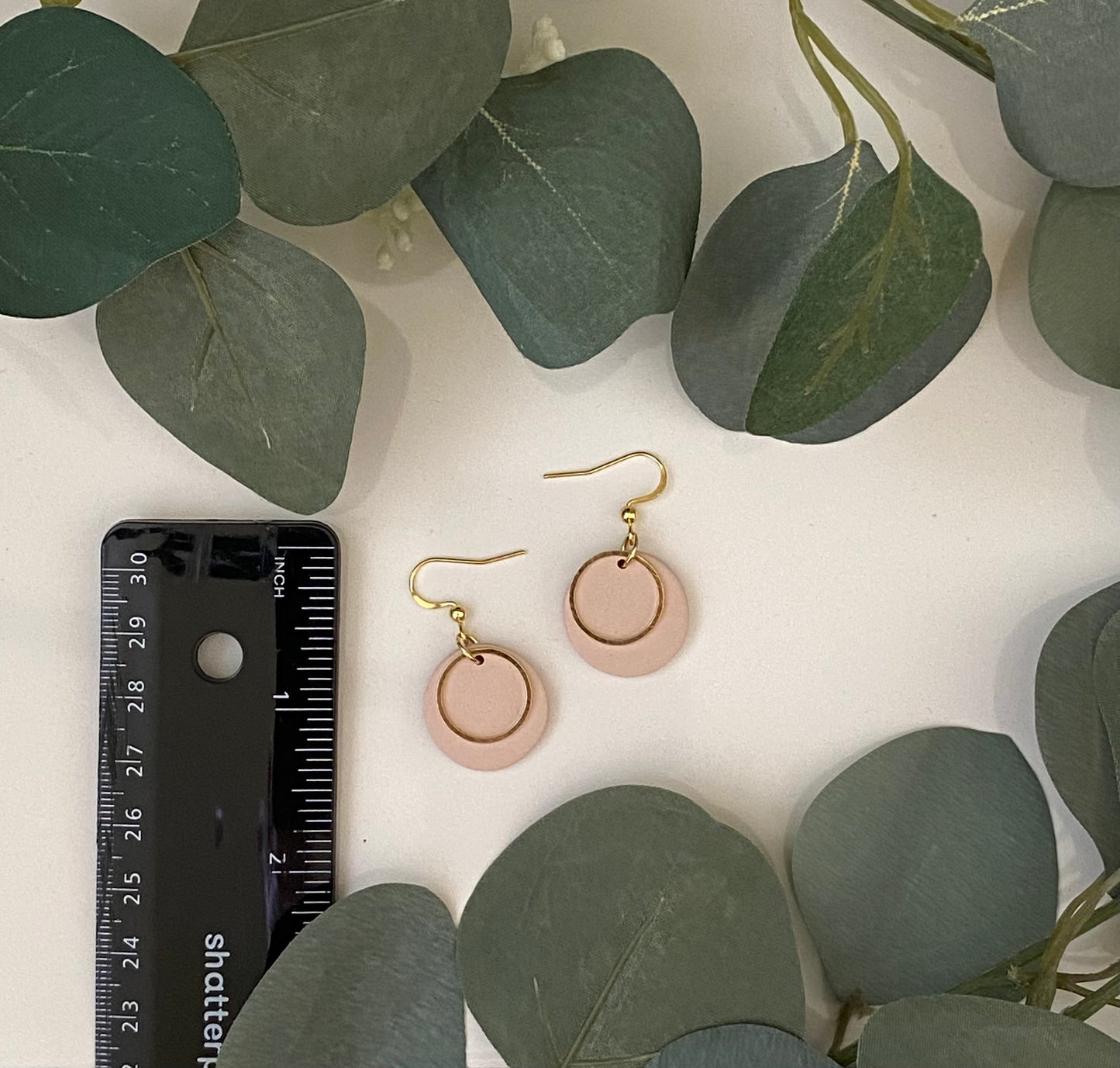 Medium pink gold ring earrings