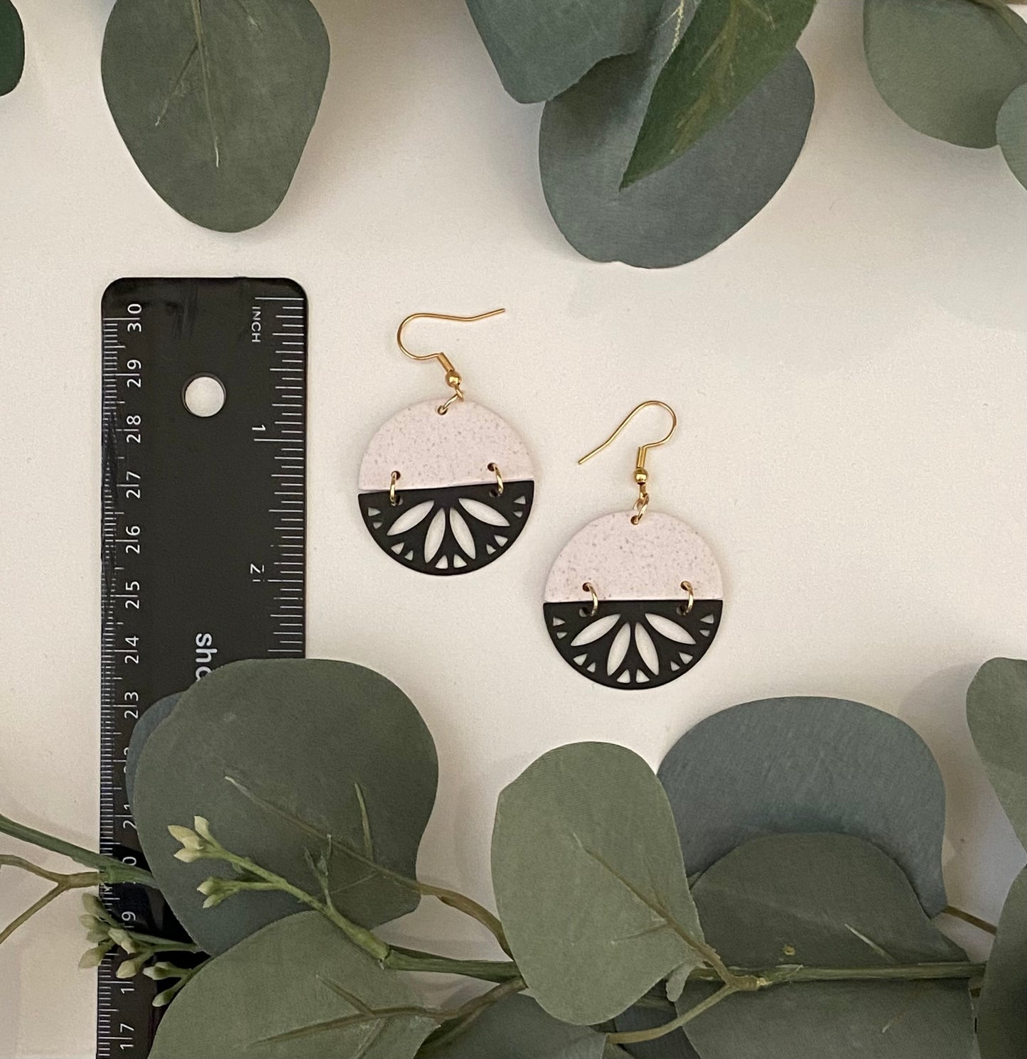 Black and white boho earrings