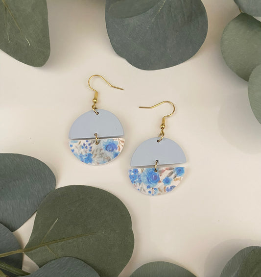 Blue flower field earrings