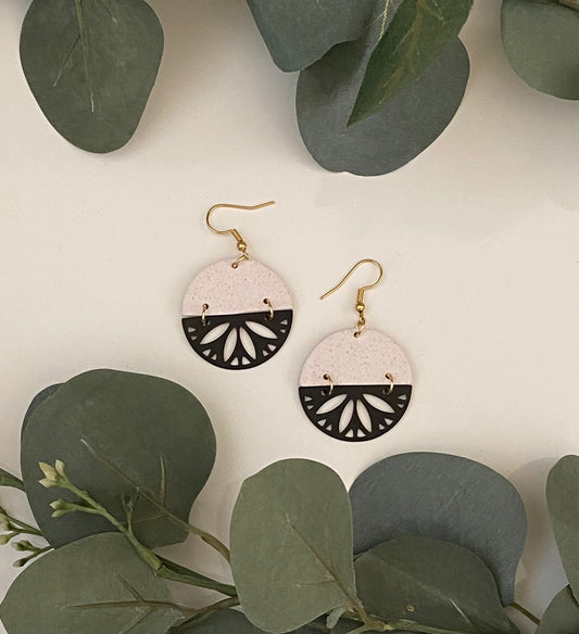 Black and white boho earrings