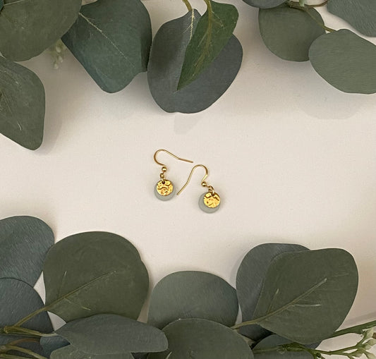 Mini pounded sage earrings