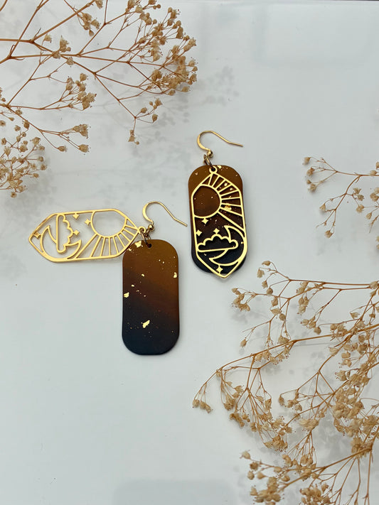Sun over moon earrings