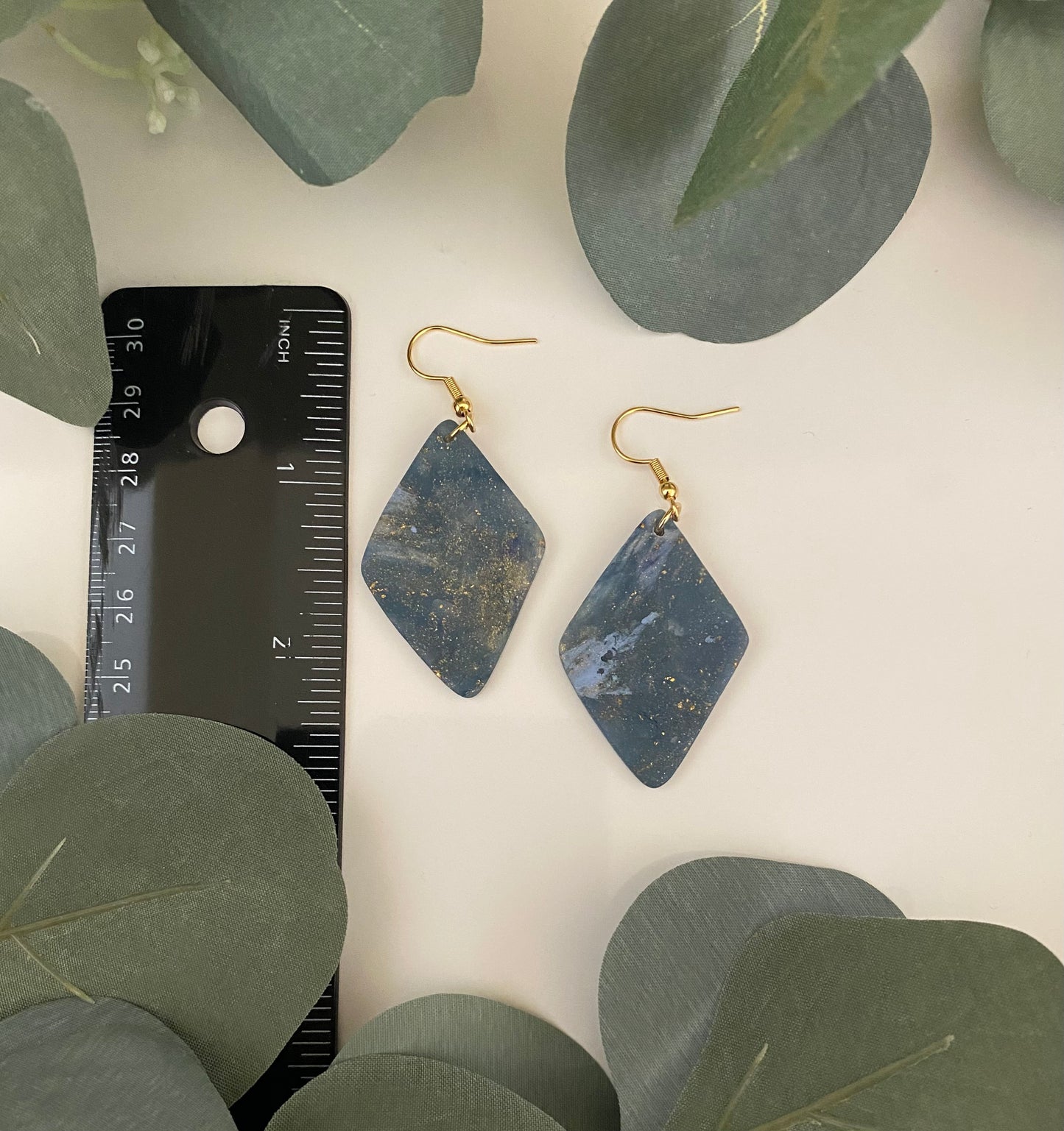 Large navy stone earrings