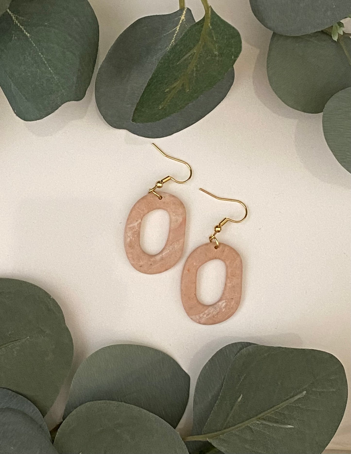 Pink stone boho hoops