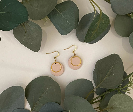 Light pink gold ring earrings