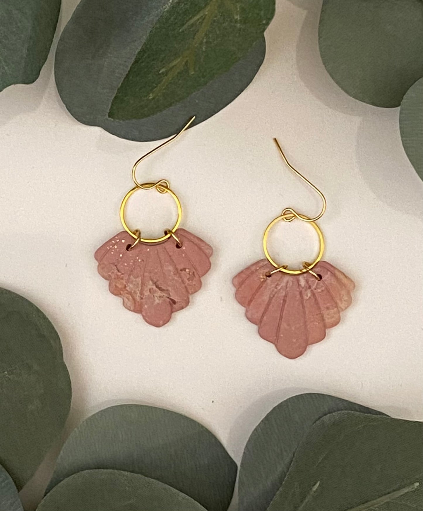 Pink stone vintage hoops