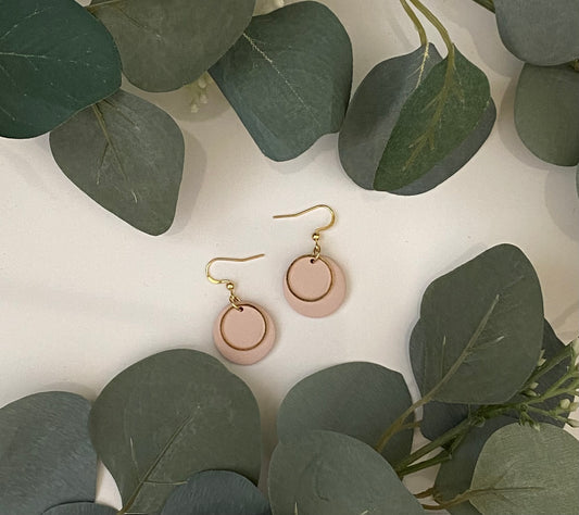 Medium pink gold ring earrings